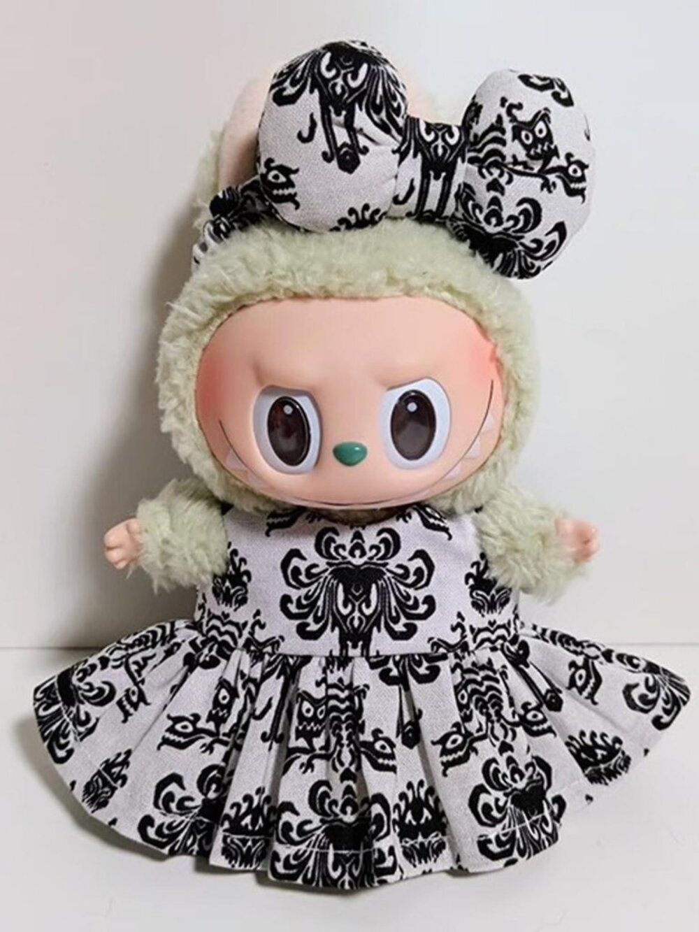 Custom Disney Haunted Mansion Wallpaper Print Dress and Bow Made to fit Labubu
